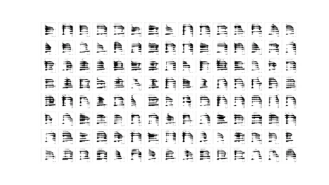 Artificial Intelligence AI Generative Adversarial Networks GAN learns to draw the alphabet letter B using Tensorflow and Keras. GAN uses a discriminator and generator to archive learning. Stock Video